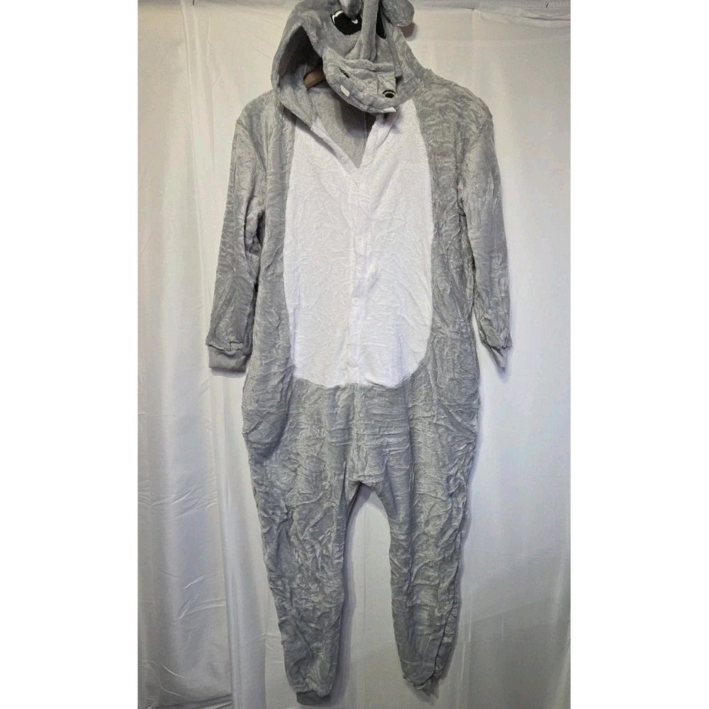 Gray Hippo Plush One Piece Costume Youth XL 14–16 / Petite Adult XS 46" Long New
